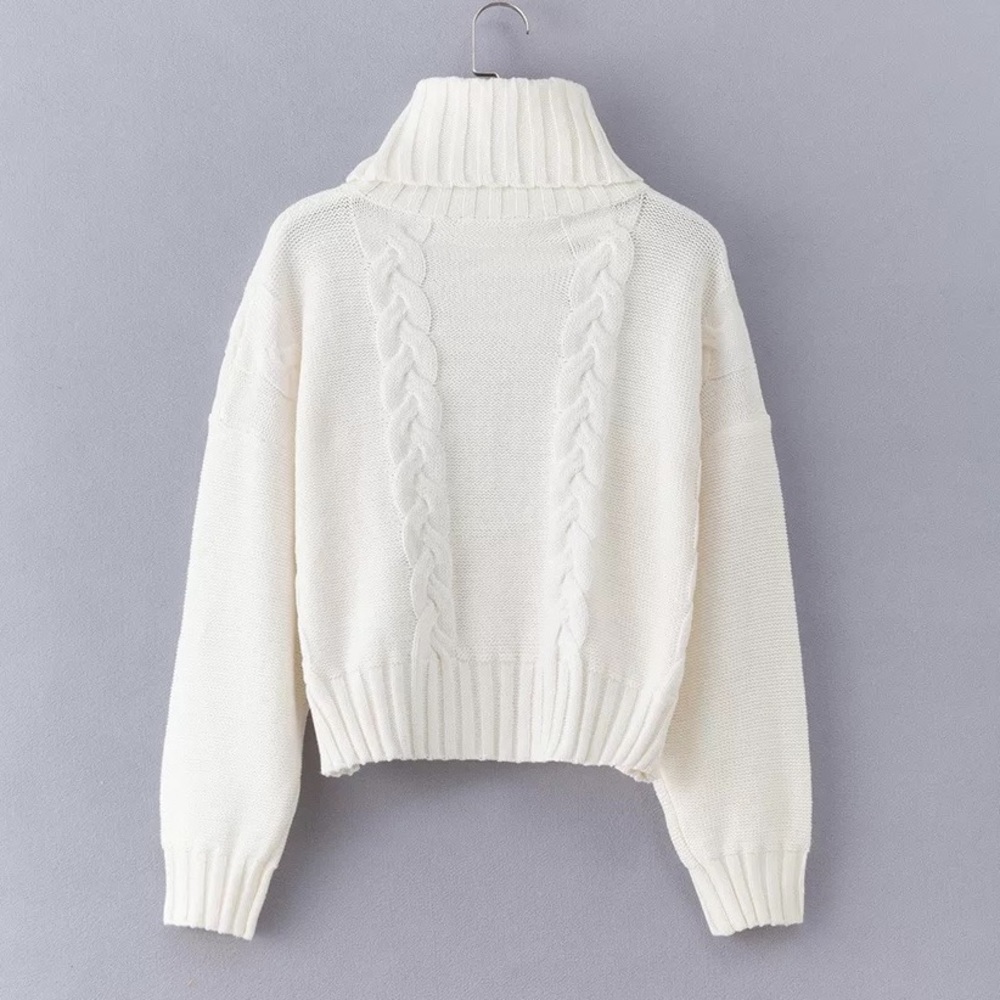 🔥🔥Enjoy My Life White High Neck Sweater - Picture 3 of 5